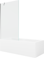 Mexen Cubik obdĺžniková vaňa 170 x 70 cm s krytom a 1-krídlovým zástenom 100 cm, transparentná, chróm