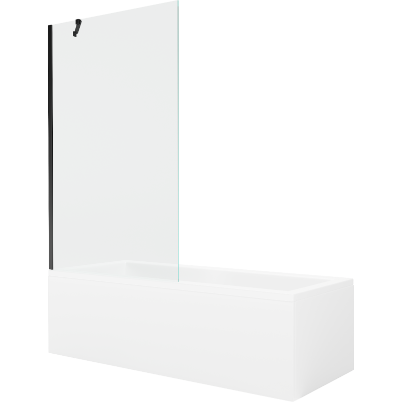 Mexen Cubik obdĺžniková vaňa 170 x 70 cm s obkladom a zástenou s 1 krídlom 100 cm, transparentná, čierna - 550317070X9510000070