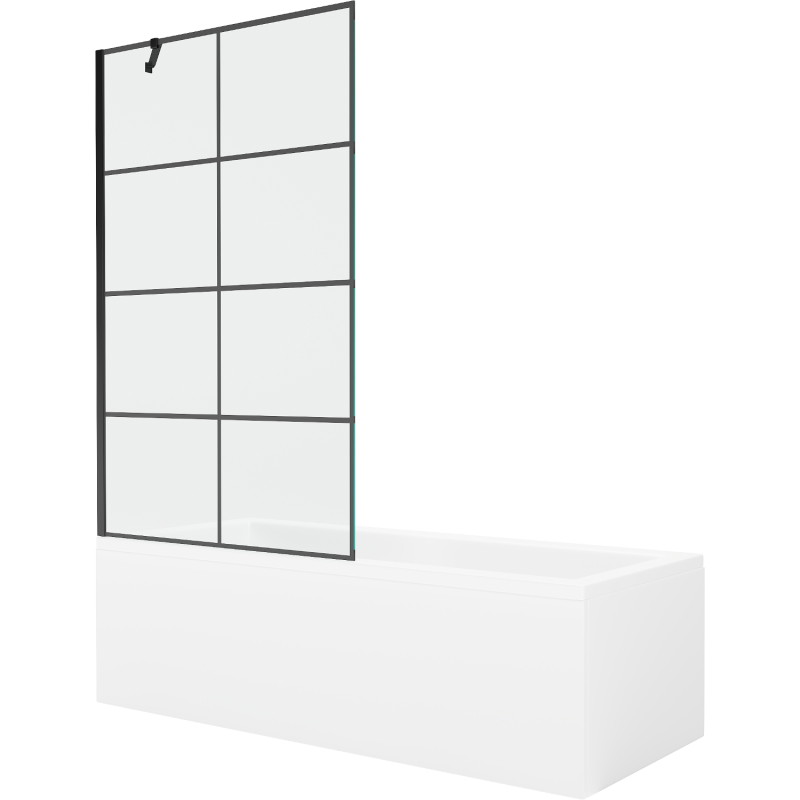 Mexen Cubik pravoúhlá vaňa 170 x 70 cm s krytom a jednokrídlovým zástenou 100 cm, čierny vzor - 550317070X9510007077
