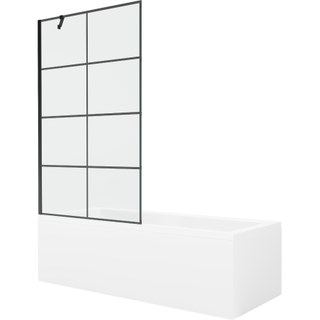 Mexen Cubik obdĺžniková vaňa 170 x 70 cm s panelom a jednokrídlovými dverami 100 cm, čierny vzor - 550317070X9510007077