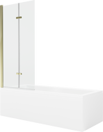 Mexen Cubik obdĺžniková vaňa 150 x 70 cm s obkladom a 2-krídlovou zástenou 80 cm, Transparentné, Zlatá - 550315070X9208025000