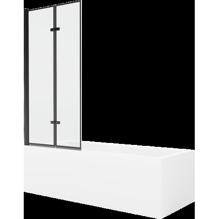 Mexen Cubik obdĺžniková vaňa 150 x 70 cm s obkladom a 2-krídlovou zástenou 80 cm, Čierny vzor - 550315070X9208027070