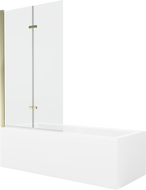 Mexen Cubik obdĺžniková vaňa 150 x 70 cm s obkladom a 2-krídlovou zástenou 100 cm, Transparentné, Zlatá - 550315070X9210025000