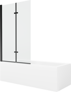 Mexen Cubik obdĺžniková vaňa 150 x 70 cm s obkladom a 2-krídlovou zástenou 100 cm, Transparentné, Čierna - 550315070X9210027000