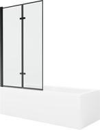 Mexen Cubik obdĺžniková vaňa 150 x 70 cm s obkladom a 2-krídlovou zástenou 100 cm, Čierny vzor - 550315070X9210027070