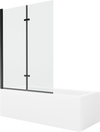Mexen Cubik obdĺžniková vaňa 150 x 70 cm s obkladom a 2-krídlovou zástenou 120 cm, Transparentné, Čierna - 550315070X9212027000