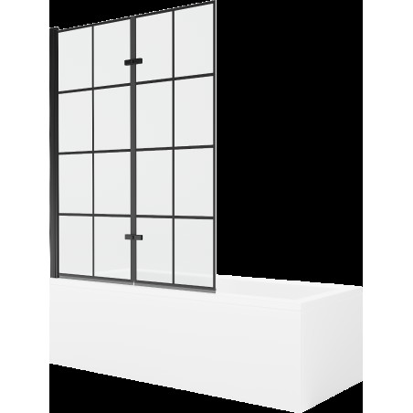 Mexen Cubik obdĺžniková vaňa 150 x 70 cm s obkladom a 2-krídlovou zástenou 120 cm, Čierny vzor - 550315070X9212027077