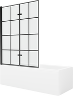 Mexen Cubik obdĺžniková vaňa 150 x 70 cm s obkladom a 2-krídlovou zástenou 120 cm, Čierny vzor - 550315070X9212027077