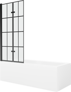 Mexen Cubik obdĺžniková vaňa 160 x 70 cm s obkladom a 2-krídlovou zástenou 80 cm, Čierny vzor - 550316070X9208027077