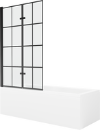 Mexen Cubik obdĺžniková vaňa 160 x 70 cm s obkladom a 2-krídlovou zástenou 100 cm, Čierny vzor - 550316070X9210027077