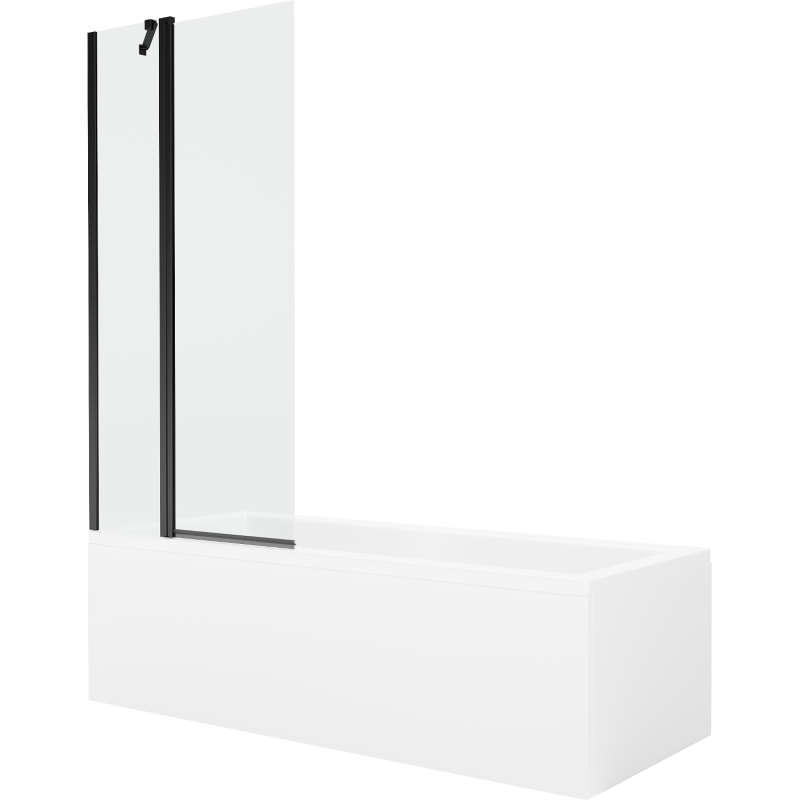 Mexen Cubik obdĺžniková vaňa 150 x 70 cm s krytom a 1-krídlovým zástenom 80 cm, transparentný, čierny - 550315070X9408117000