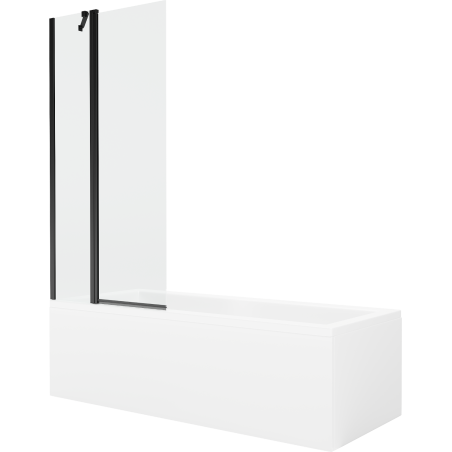 Mexen Cubik obdĺžniková vaňa 150 x 70 cm s krytom a 1-krídlovým zástenom 80 cm, transparentný, čierny - 550315070X9408117000