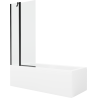 Mexen Cubik obdĺžniková vaňa 150 x 70 cm s krytom a 1-krídlovým zástenom 80 cm, transparentný, čierny - 550315070X9408117000