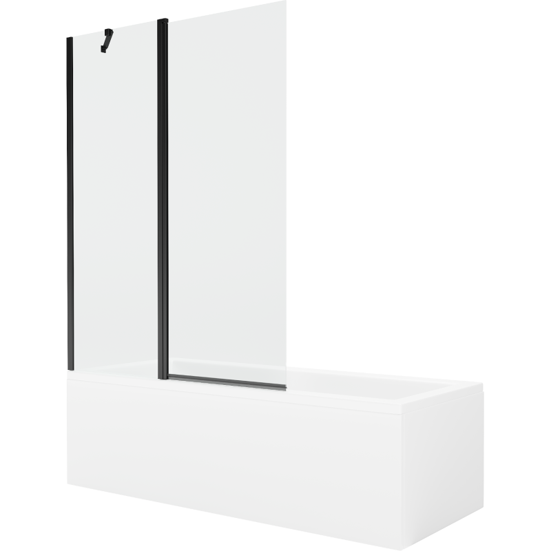 Mexen Cubik obdĺžniková vaňa 150 x 70 cm s krytom a 1-krídlovou zástenou 120 cm, transparentná, čierna - 550315070X9412117000