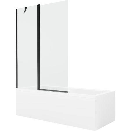 Mexen Cubik obdĺžniková vaňa 150 x 70 cm s krytom a 1-krídlovou zástenou 120 cm, transparentná, čierna - 550315070X9412117000
