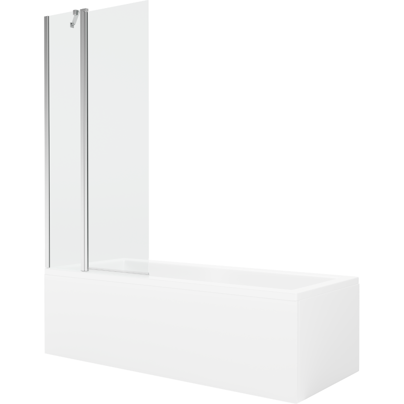 Mexen Cubik obdĺžniková vaňa 160 x 70 cm s opláštením a 1-krídlovou zástenou 80 cm, transparentná, chróm - 550316070X9408110100