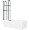 Mexen Cubik obdĺžniková vaňa 160 x 70 cm s obkladom a 1-krídlovou sprchovou zástenou 80 cm, Čierny vzor - 550316070X9408117077