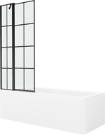 Mexen Cubik obdĺžniková vaňa 160 x 70 cm s obkladom a 1-krídlovou sprchovou zástenou 80 cm, Čierny vzor - 550316070X9408117077
