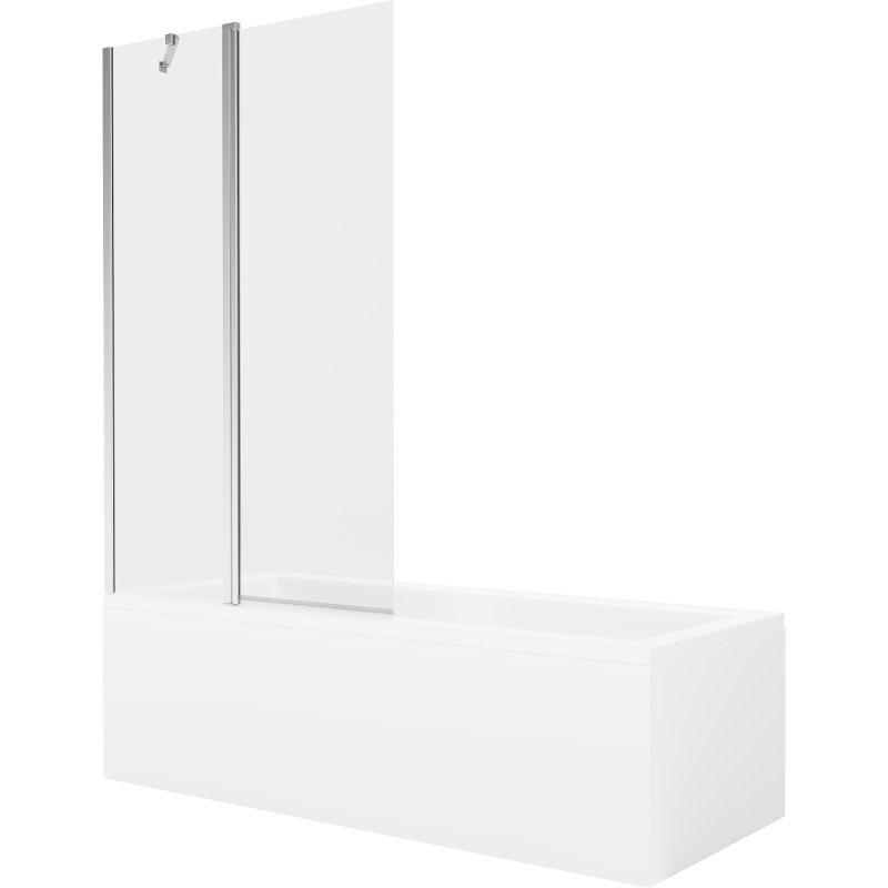 Mexen Cubik obdĺžniková vaňa 160 x 70 cm s krytom a 1-krídlovou zástenou 100 cm, priehľadná, chróm - 550316070X9410110100