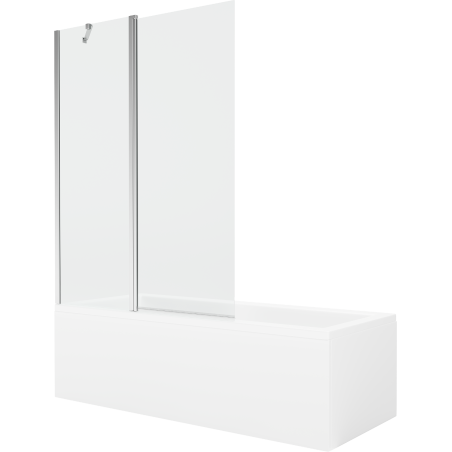 Mexen Cubik obdĺžniková vaňa 160 x 70 cm s obložením a 1-krídlovou zástenou 120 cm, transparentná, chróm - 550316070X9412110100
