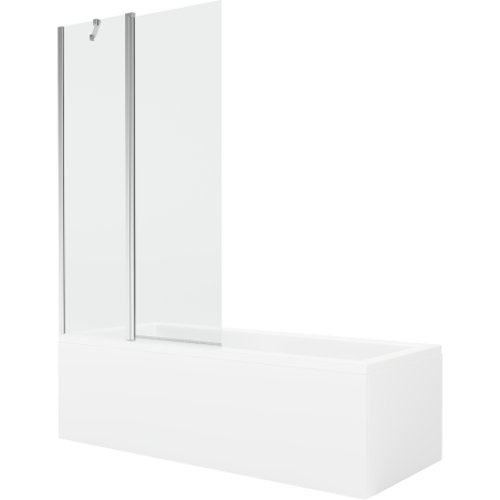 Mexen Cubik obdĺžniková vaňa 170 x 70 cm s obložením a 1-krídlovou zástenou 100 cm, transparentná, chróm - 550317070X9410110100