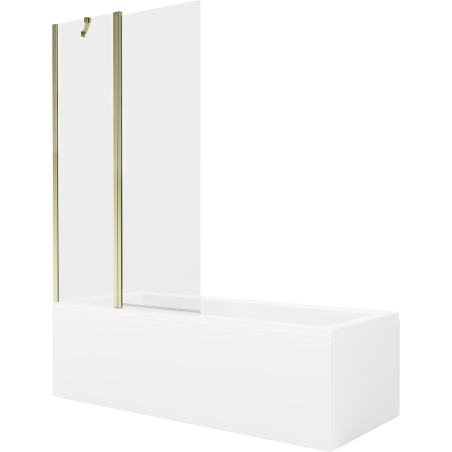 Mexen Cubik obdĺžniková vaňa 170 x 70 cm s krytom a jednokrídlovou zástenou 100 cm, priehľadná, zlatá - 550317070X9410115000