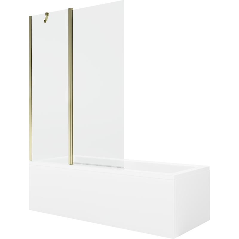 Mexen Cubik obdĺžniková vaňa 170 x 70 cm s panelom a 1-krídlovým paravánom 120 cm, transparentný, zlatý - 550317070X9412115000