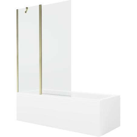 Mexen Cubik obdĺžniková vaňa 170 x 70 cm s panelom a 1-krídlovým paravánom 120 cm, transparentný, zlatý - 550317070X9412115000