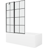 Mexen Cubik obdĺžniková vaňa 170 x 70 cm s obkladom a 1-krídlovou sprchovou zástenou 120 cm, Čierny vzor - 550317070X9412117077