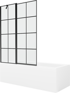 Mexen Cubik obdĺžniková vaňa 170 x 70 cm s obkladom a 1-krídlovou sprchovou zástenou 120 cm, Čierny vzor - 550317070X9412117077