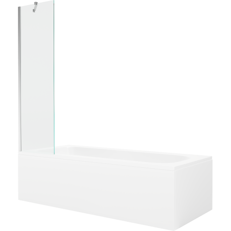 Mexen Vega obdĺžniková vaňa 150 x 70 cm s krytom a 1-krídlovou zástenou 50 cm, transparentná, chróm