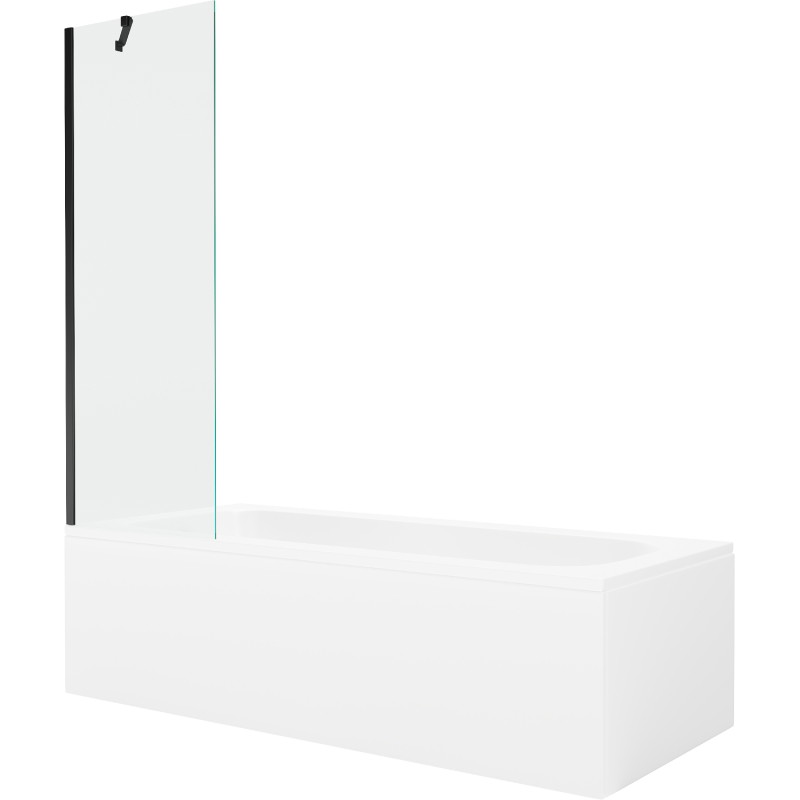 Mexen Vega obdĺžniková vaňa 150 x 70 cm s obložením a jednokrídlovým zástenou 60 cm, priehľadná, čierna