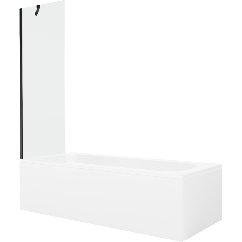 Mexen Vega obdĺžniková vaňa 150 x 70 cm s panelom a jednokrídlovým zástenom 60 cm, transparentná, čierna - 550115070X9506000070
