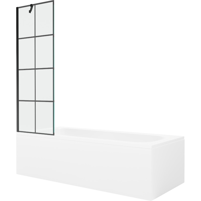 Mexen Vega obdĺžniková vaňa 150 x 70 cm s krytom a 1-krídlovým zástenou 60 cm, čierny vzor - 550115070X9506007077