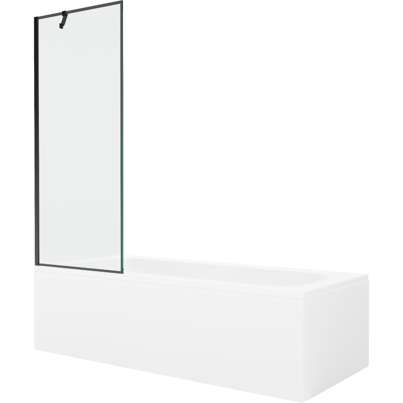 Mexen Vega obdĺžniková vaňa 150 x 70 cm s obložením a 1-krídlovým zástenou 70 cm, čierny vzor - 550115070X9507007070
