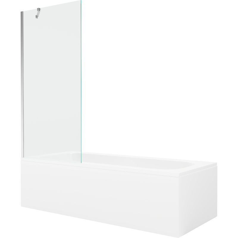 Mexen Vega obdĺžniková vaňa 150 x 70 cm s obložením a 1-krídlovým paravánom 80 cm, transparentná, chróm - 550115070X9508000001