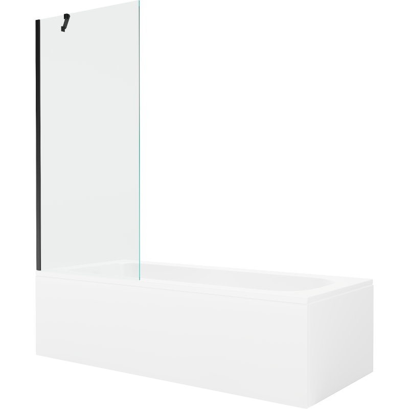Mexen Vega obdĺžniková vaňa 150 x 70 cm s panelom a 1-krídlovým paravánom 80 cm, transparentná, čierna - 550115070X9508000070