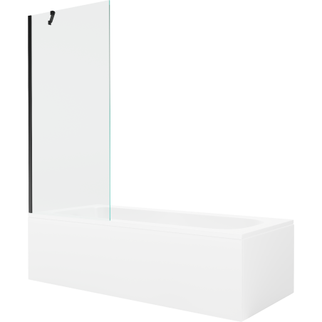 Mexen Vega obdĺžniková vaňa 150 x 70 cm s krytom a 1-krídlovou sprchovou zástenou 80 cm, transparentná, čierna