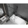 Mexen Vega obdĺžniková vaňa 150 x 70 cm s krytom a 1-krídlovou zástenou 80 cm, čierny vzor - 550115070X9508007077