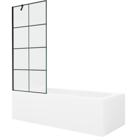 Mexen Vega obdĺžniková vaňa 150 x 70 cm s krytom a 1-krídlovou zástenou 80 cm, čierny vzor - 550115070X9508007077