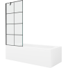 Mexen Vega obdĺžniková vaňa 150 x 70 cm s krytom a 1-krídlovou zástenou 80 cm, čierny vzor - 550115070X9508007077