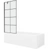 Mexen Vega obdĺžniková vaňa 150 x 70 cm s obkladom a 1-krídlovou sprchovou zástenou 80 cm, Čierny vzor - 550115070X9508007077
