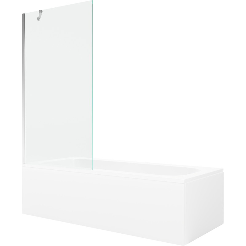 Mexen Vega obdĺžniková vaňa 150 x 70 cm s obložením a jednokrídlovou zástienkou 90 cm, priehľadná, chróm