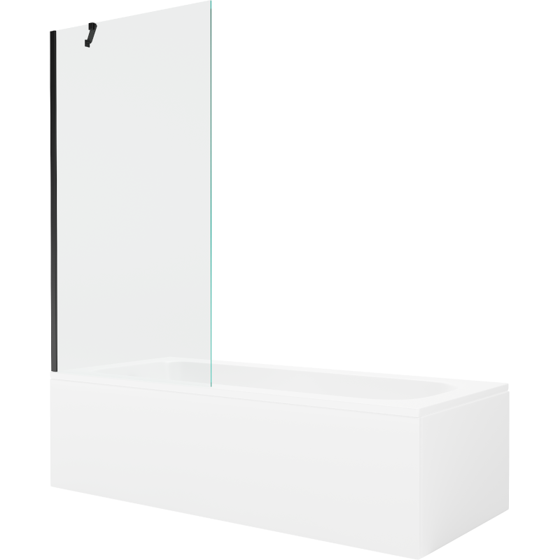 Mexen Vega obdĺžniková vaňa 150 x 70 cm s krytom a 1-krídlovým zástenom 90 cm, transparentná, čierna - 550115070X9509000070