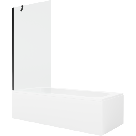 Mexen Vega obdĺžniková vaňa 150 x 70 cm s krytom a 1-krídlovým zástenom 90 cm, transparentná, čierna - 550115070X9509000070