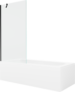 Mexen Vega obdĺžniková vaňa 150 x 70 cm s krytom a 1-krídlovým zástenom 90 cm, transparentná, čierna - 550115070X9509000070
