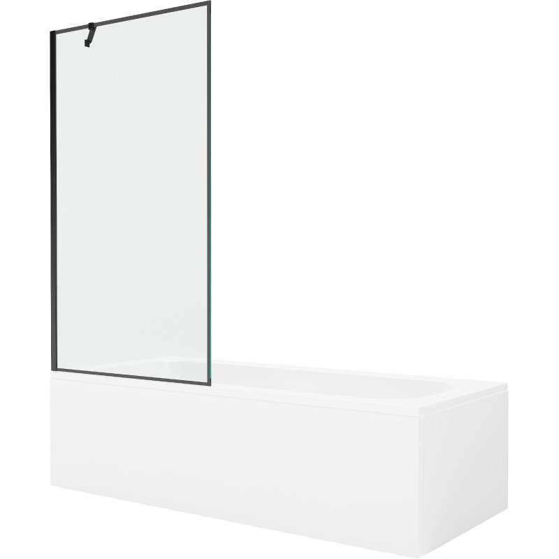 Mexen Vega obdĺžniková vaňa 150 x 70 cm s krytom a 1-krídlovým závesom 90 cm, čierny vzor - 550115070X9509007070