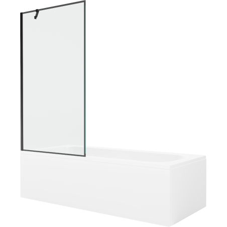 Mexen Vega obdĺžniková vaňa 150 x 70 cm s krytom a 1-krídlovým závesom 90 cm, čierny vzor - 550115070X9509007070