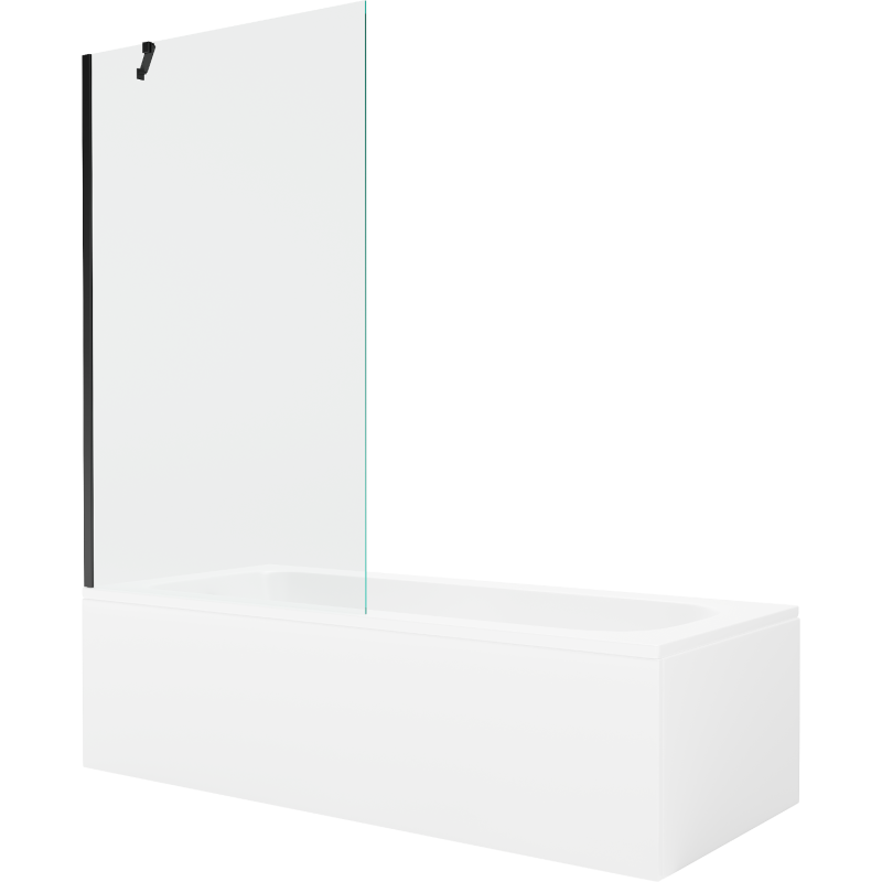 Mexen Vega obdĺžniková vaňa 150 x 70 cm s panelom a jednokrídlovou zástenou 100 cm, priehľadná, čierna - 550115070X9510000070