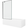 Mexen Vega obdĺžniková vaňa 150 x 70 cm s panelom a jednokrídlovou zástienkou 100 cm, čierny vzor - 550115070X9510007070